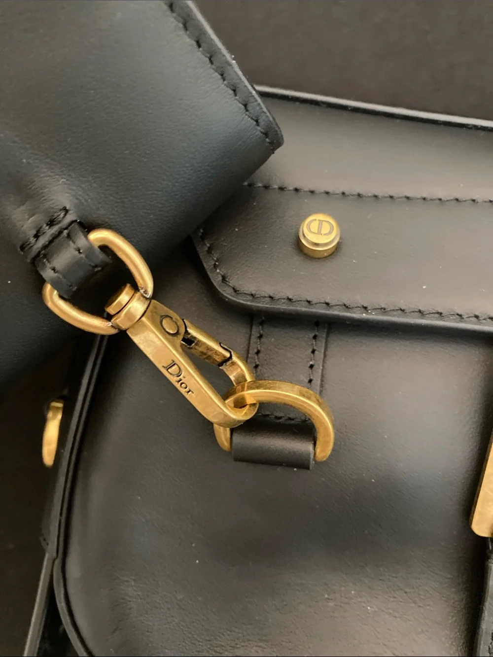Dior Black Leather Crossbody / Shoulder Bag with Gold Hardware